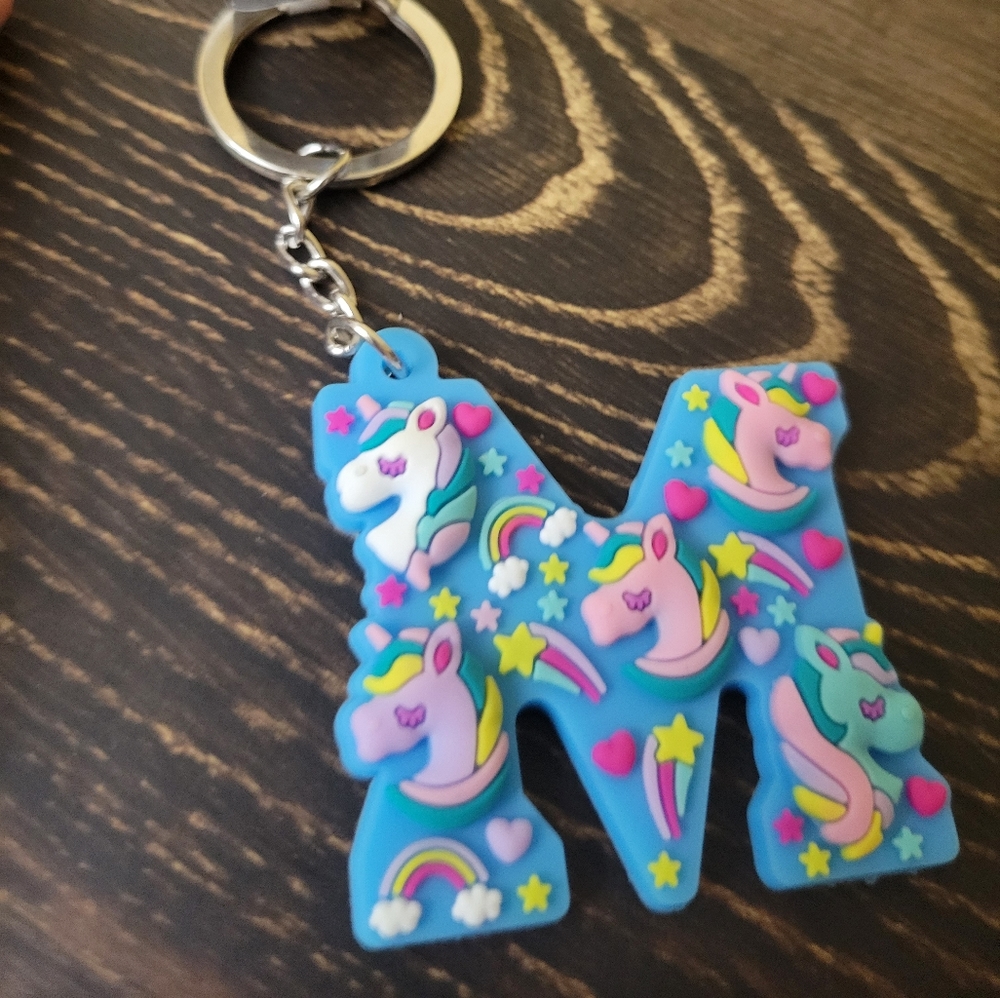 FREE With Another Purchase S Unicorn Initial Keychains  PICK ONE NEW - Picture 5 of 13